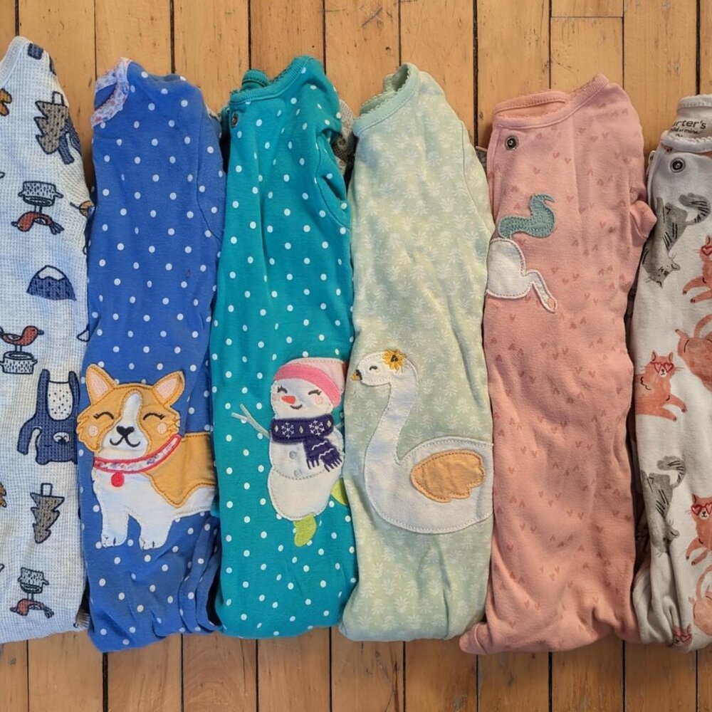 Carters 3T 100% patterned cotton long sleeve zip pyjamas with feet